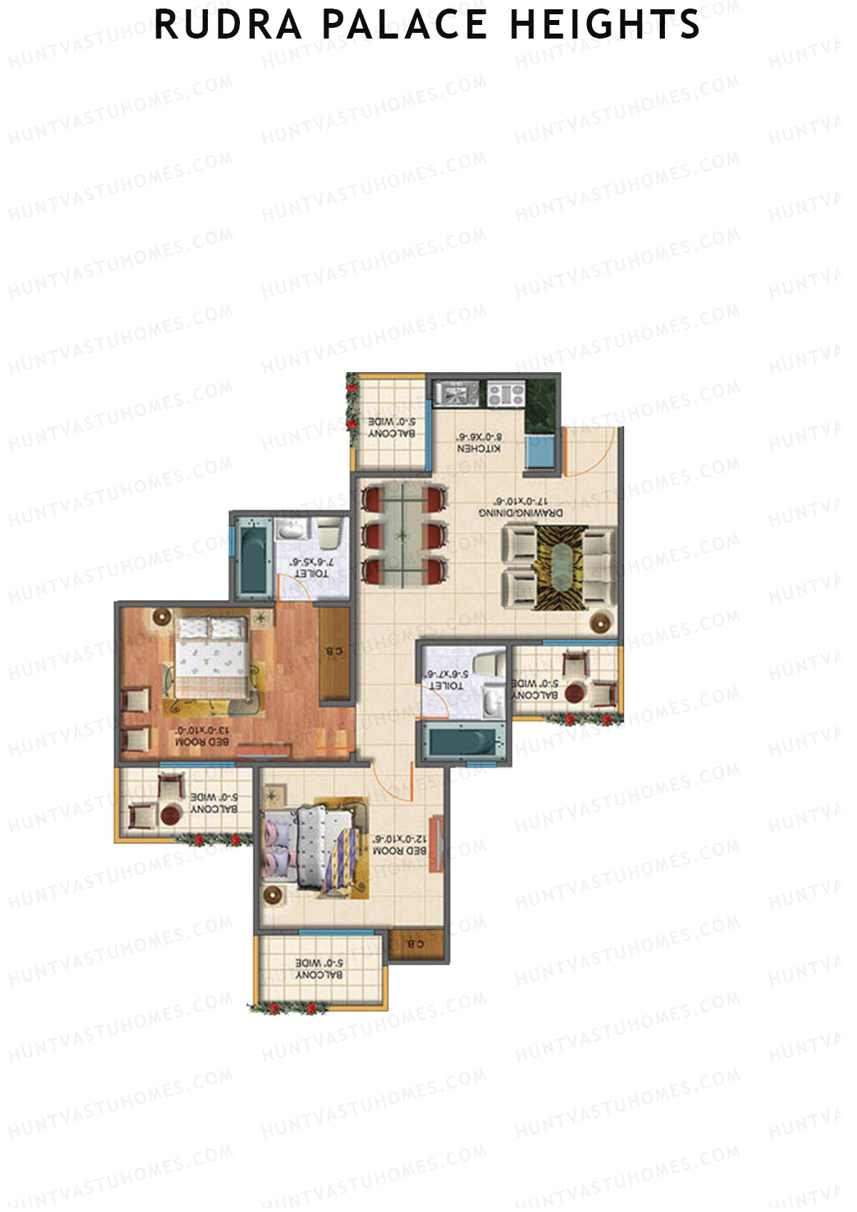 Rudra Palace Heights B2 Maharani Kausalya Tower Unit 3 Floor Plan
