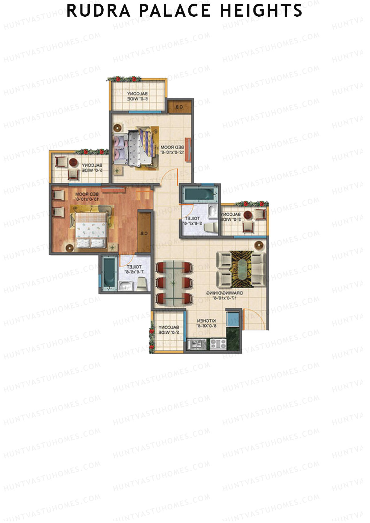 Rudra Palace Heights B2 Maharani Kausalya Tower Unit 4 Floor Plan