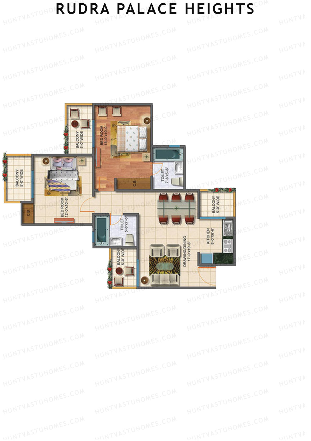 Rudra Palace Heights B2 Maharani Kausalya Tower Unit 5 Floor Plan