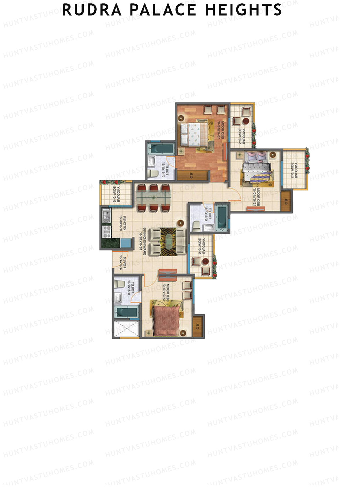 Rudra Palace Heights B2 Maharani Kausalya Tower Unit 6 Floor Plan