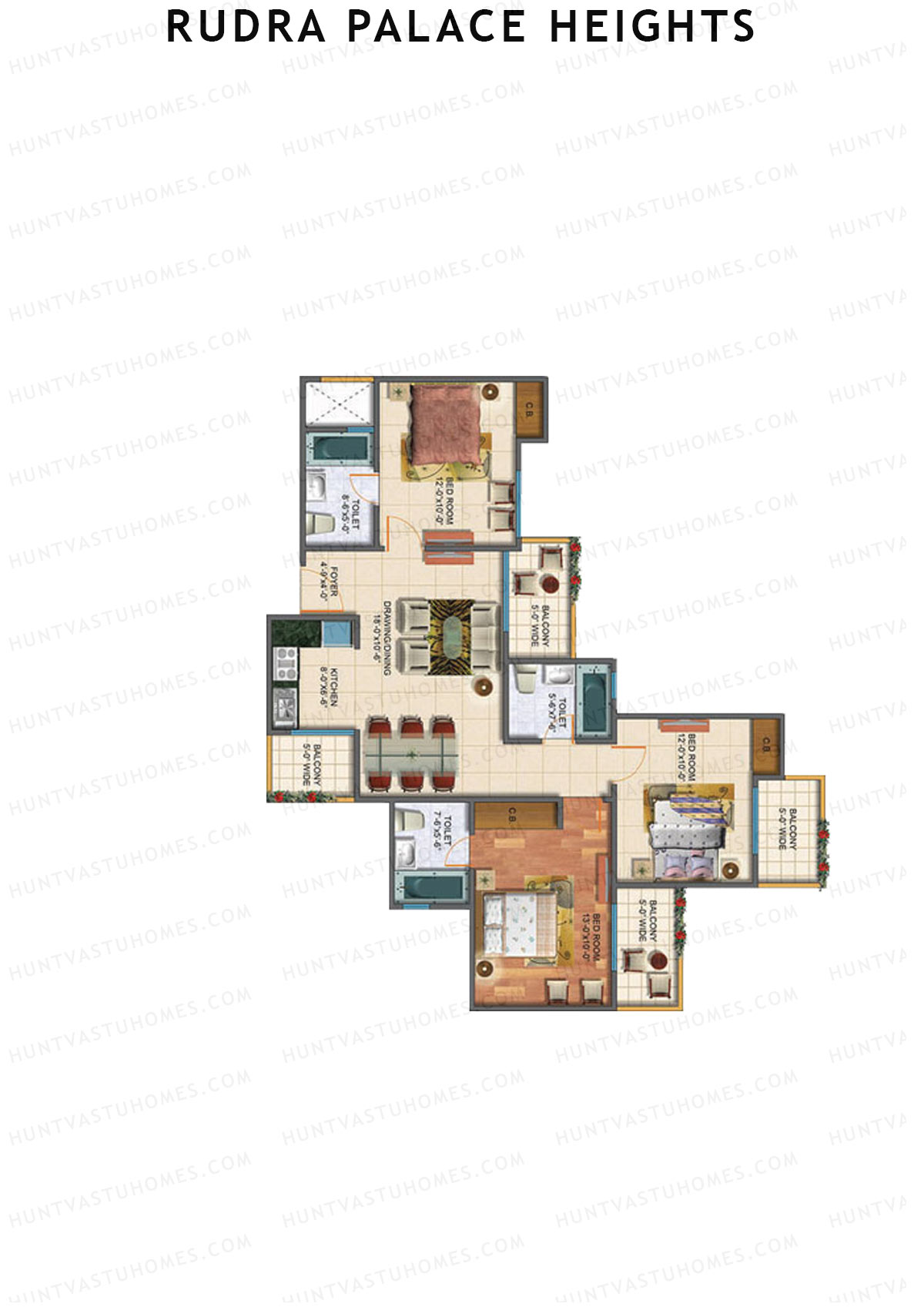 Rudra Palace Heights B3 Rani Durgavati Tower Unit 1 Floor Plan