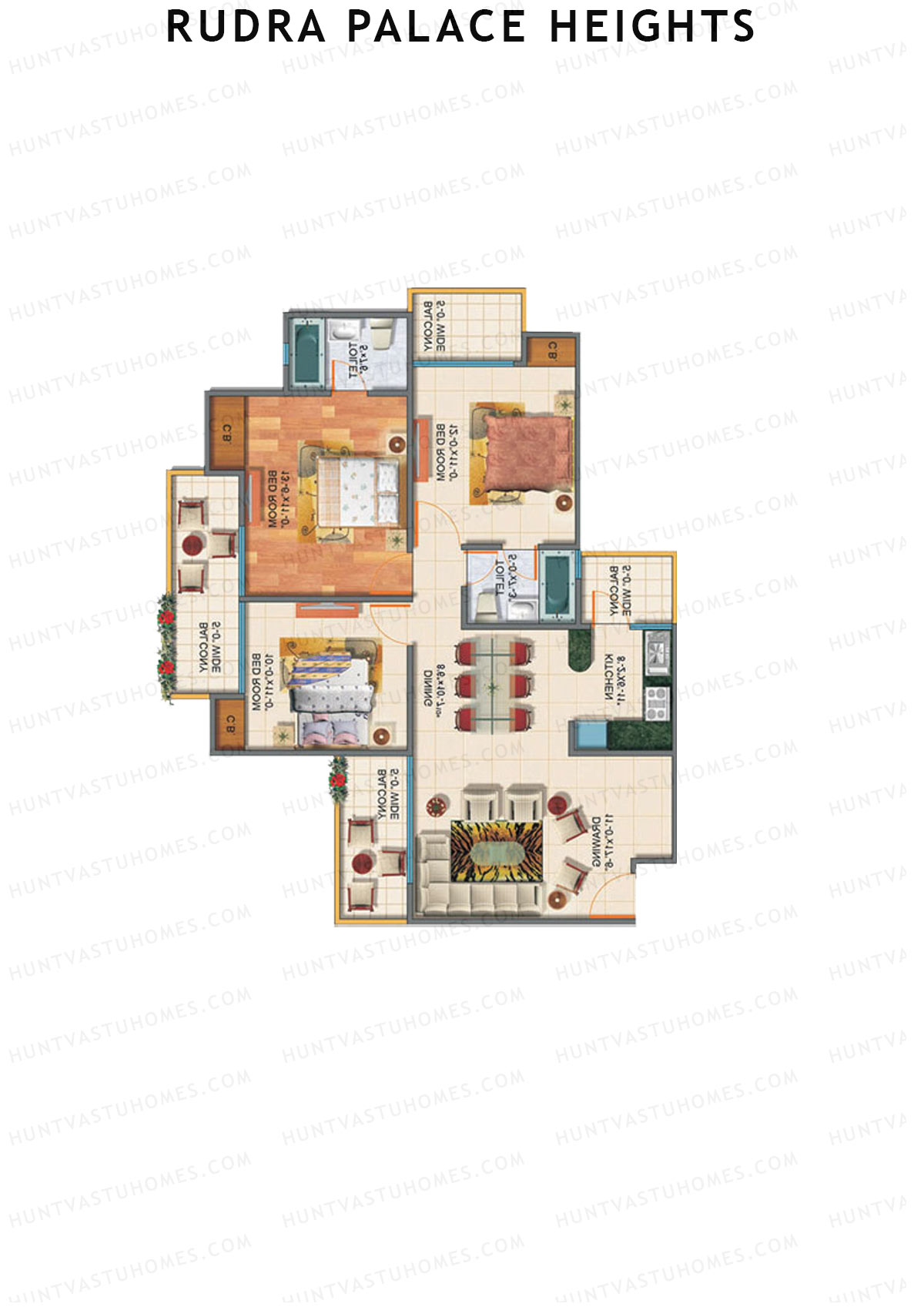 Rudra Palace Heights B4 Rani Padmavati Tower Unit 3 Floor Plan