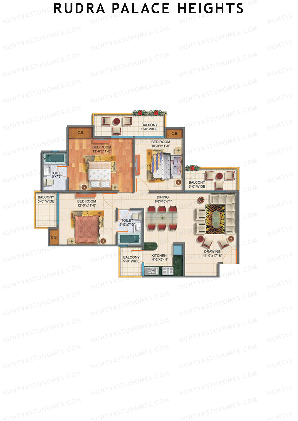 Rudra Palace Heights B5 Rani Kittur Chennamma Tower Unit 3 Floor Plan
