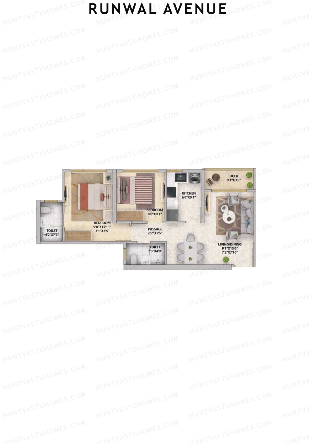 Runwal Avenue Tower I Unit 2 Floor Plan
