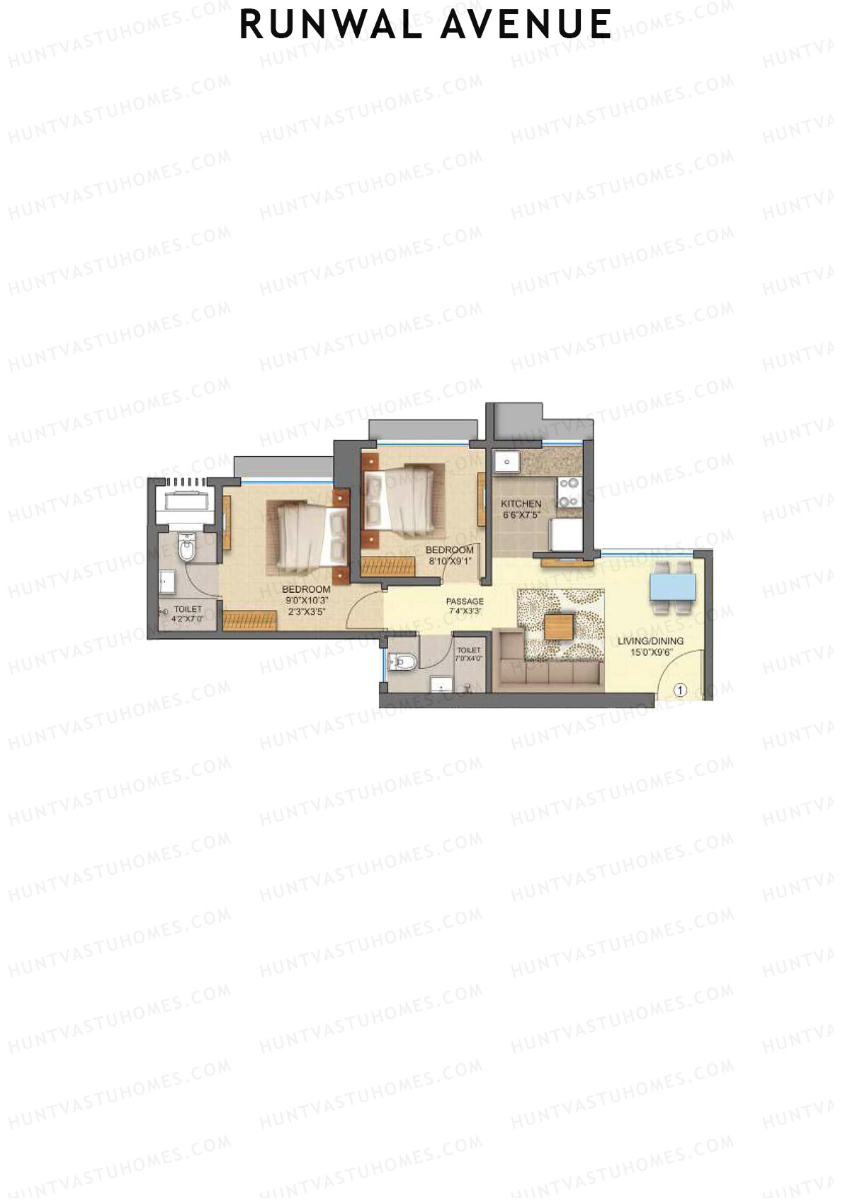 Runwal Avenue Tower J Unit 1 Floor Plan
