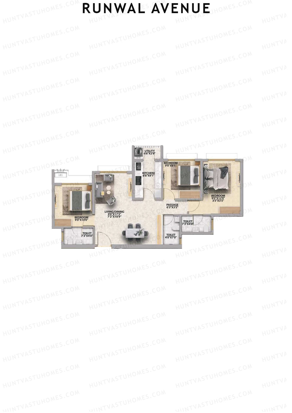 Runwal Avenue Tower M Unit 3 Floor Plan