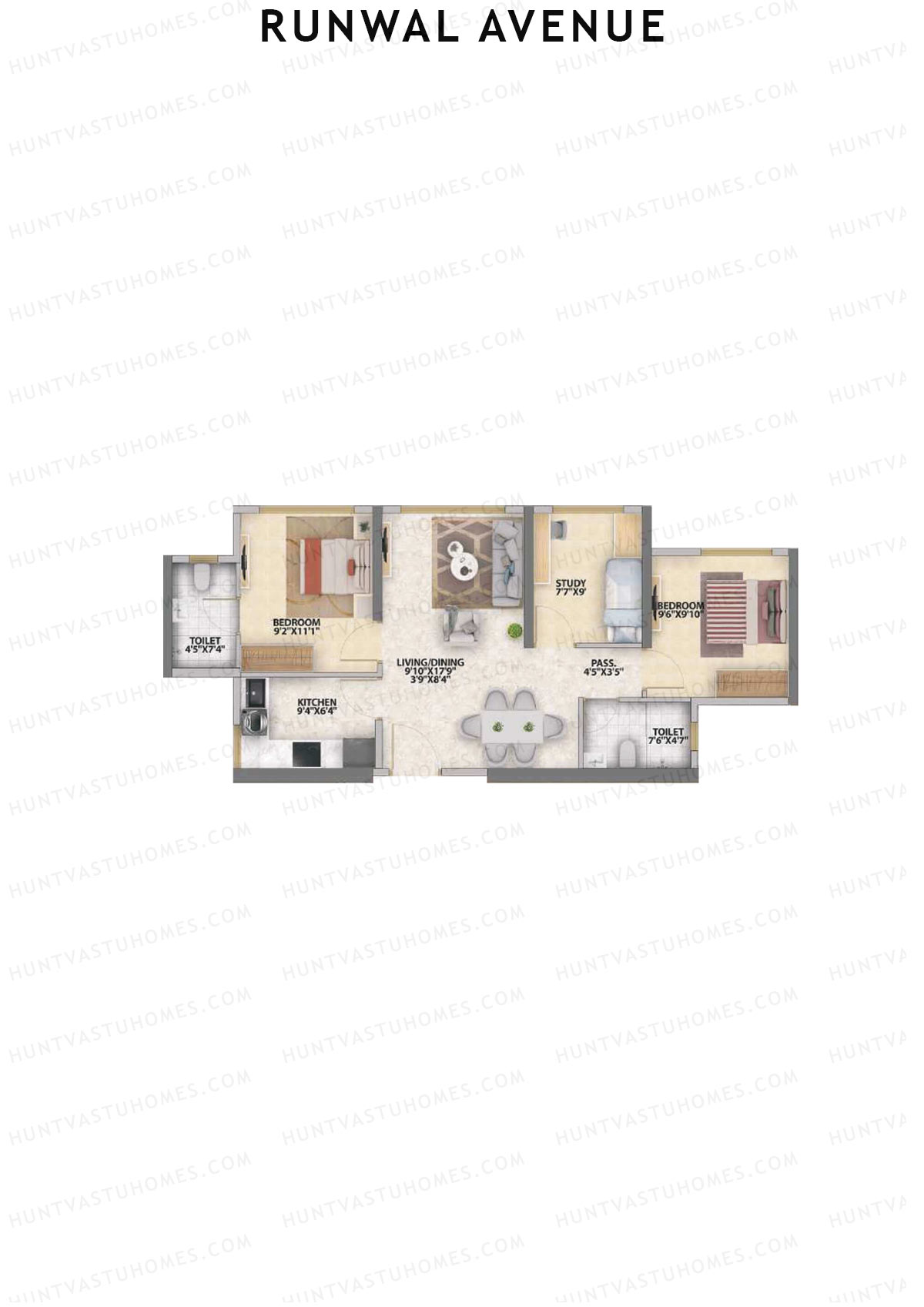 Runwal Avenue Tower N Unit 2 Floor Plan