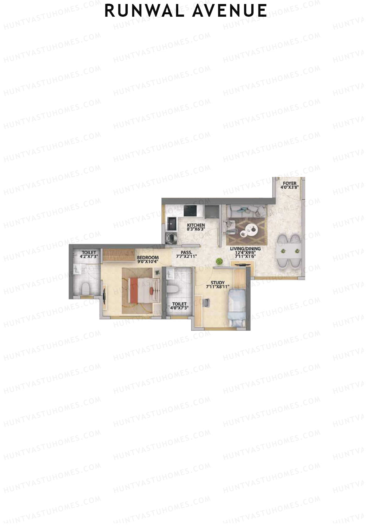Runwal Avenue Tower N Unit 3 Floor Plan