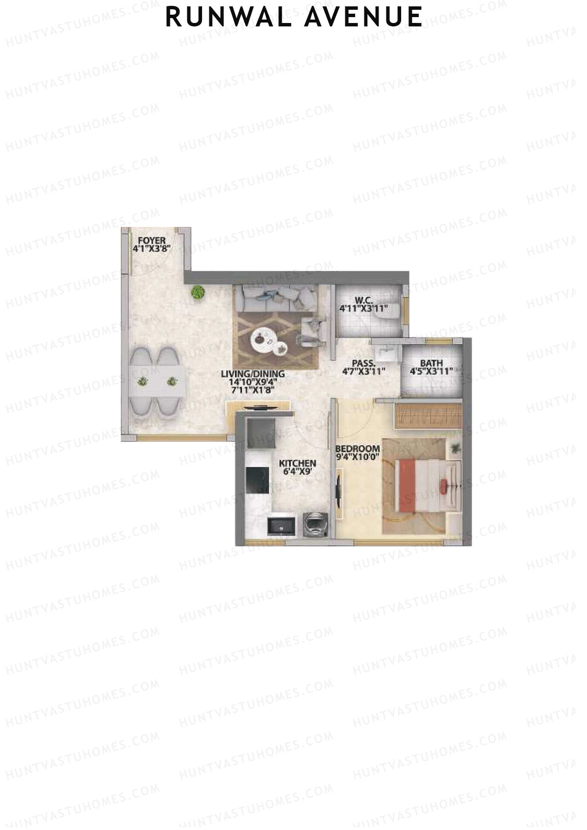 Runwal Avenue Tower N Unit 4 Floor Plan