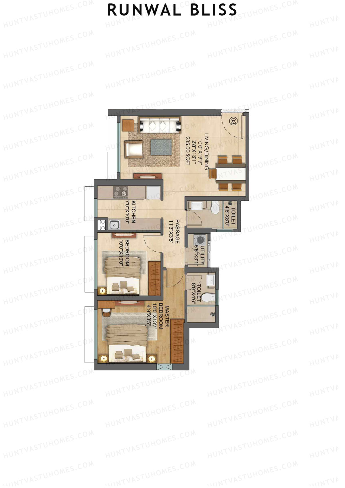 Runwal Bliss Daffodils Unit 3 Floor Plan