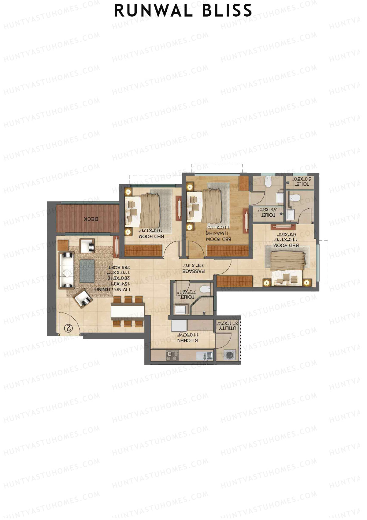 Runwal Bliss Tower Iris Unit 3 Floor Plan