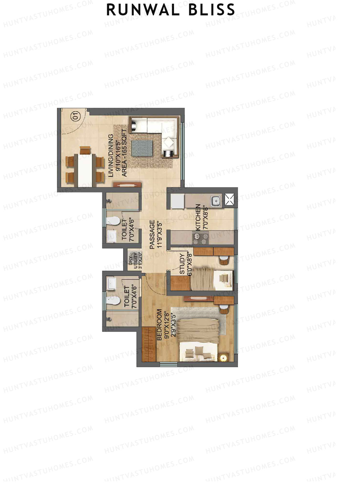 Runwal Bliss Jasmine Unit 3 Floor Plan