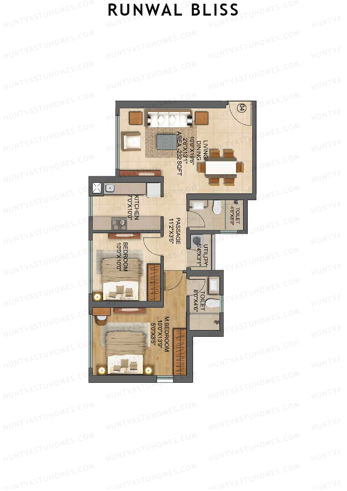 Runwal Bliss Marigold Unit 4 Floor Plan