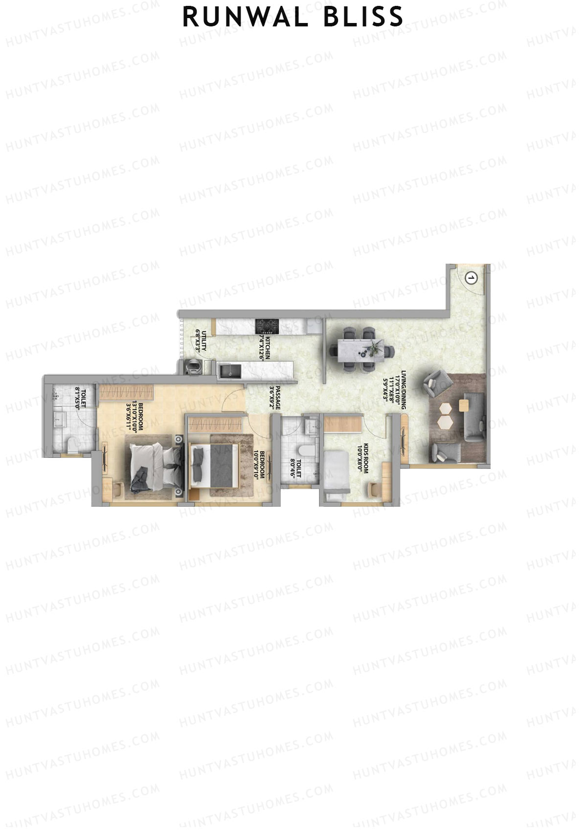 Runwal Bliss Sunflower Unit 1 Floor Plan
