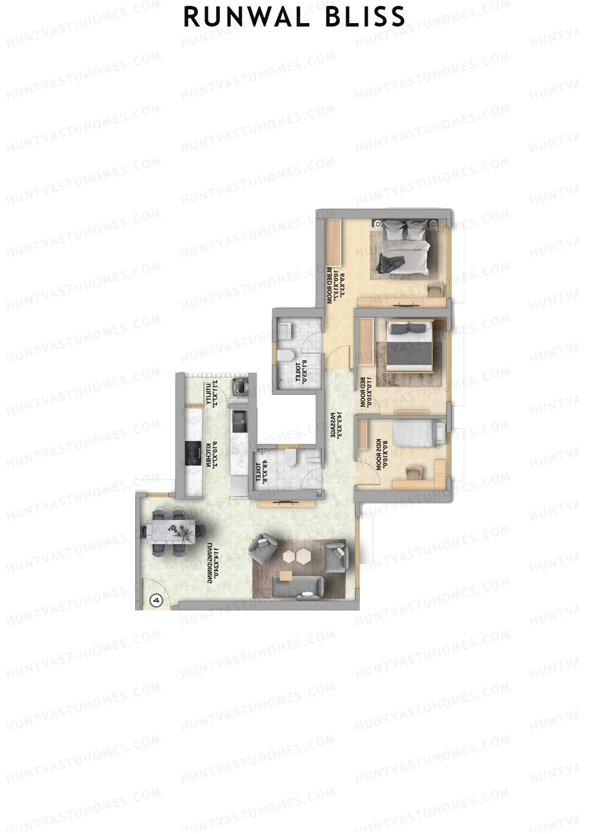 Runwal Bliss Sunflower Unit 3 Floor Plan