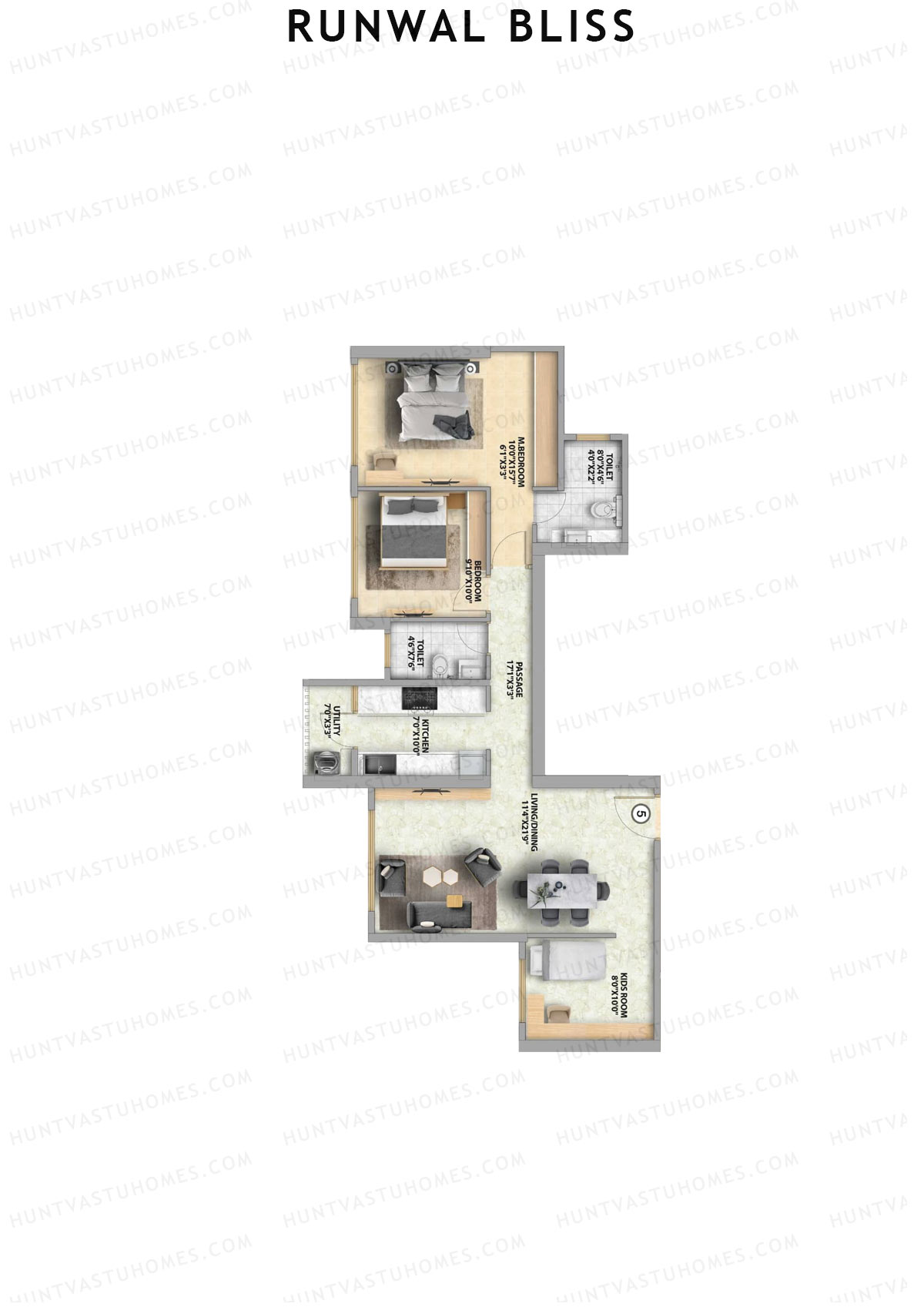 Runwal Bliss Sunflower Unit 5 Floor Plan