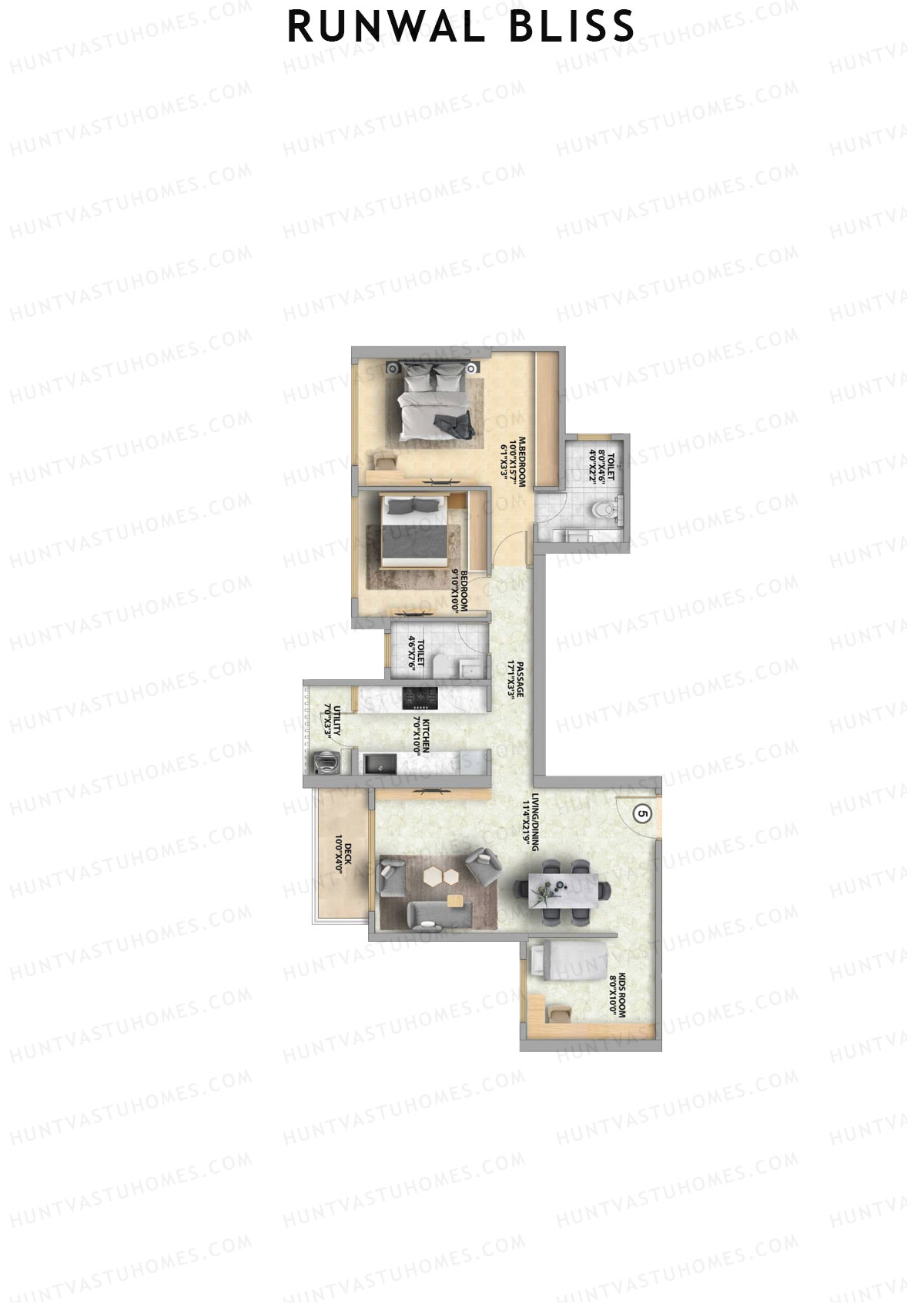 Runwal Bliss Sunflower Unit 5 Floor Plan