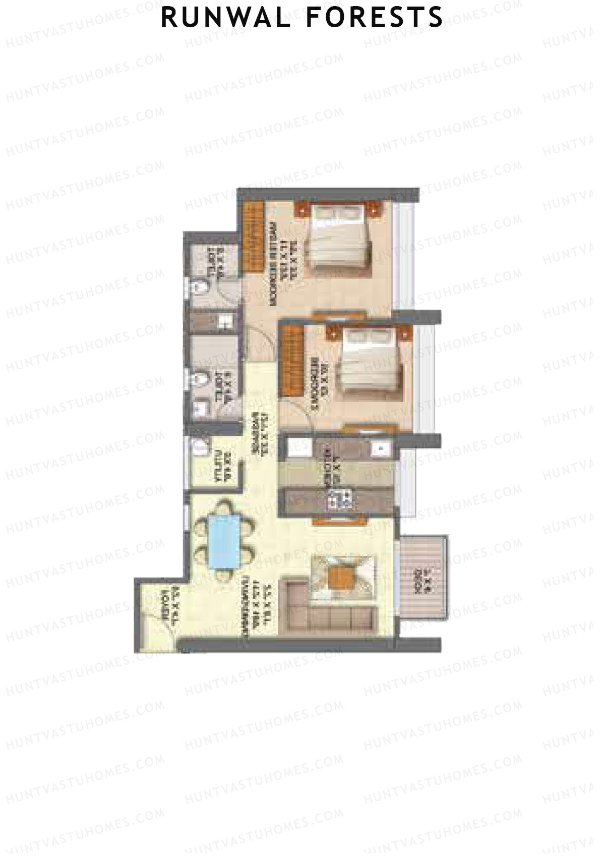 Runwal Forests Tower 10 Unit 2 (Type L) Floor Plan