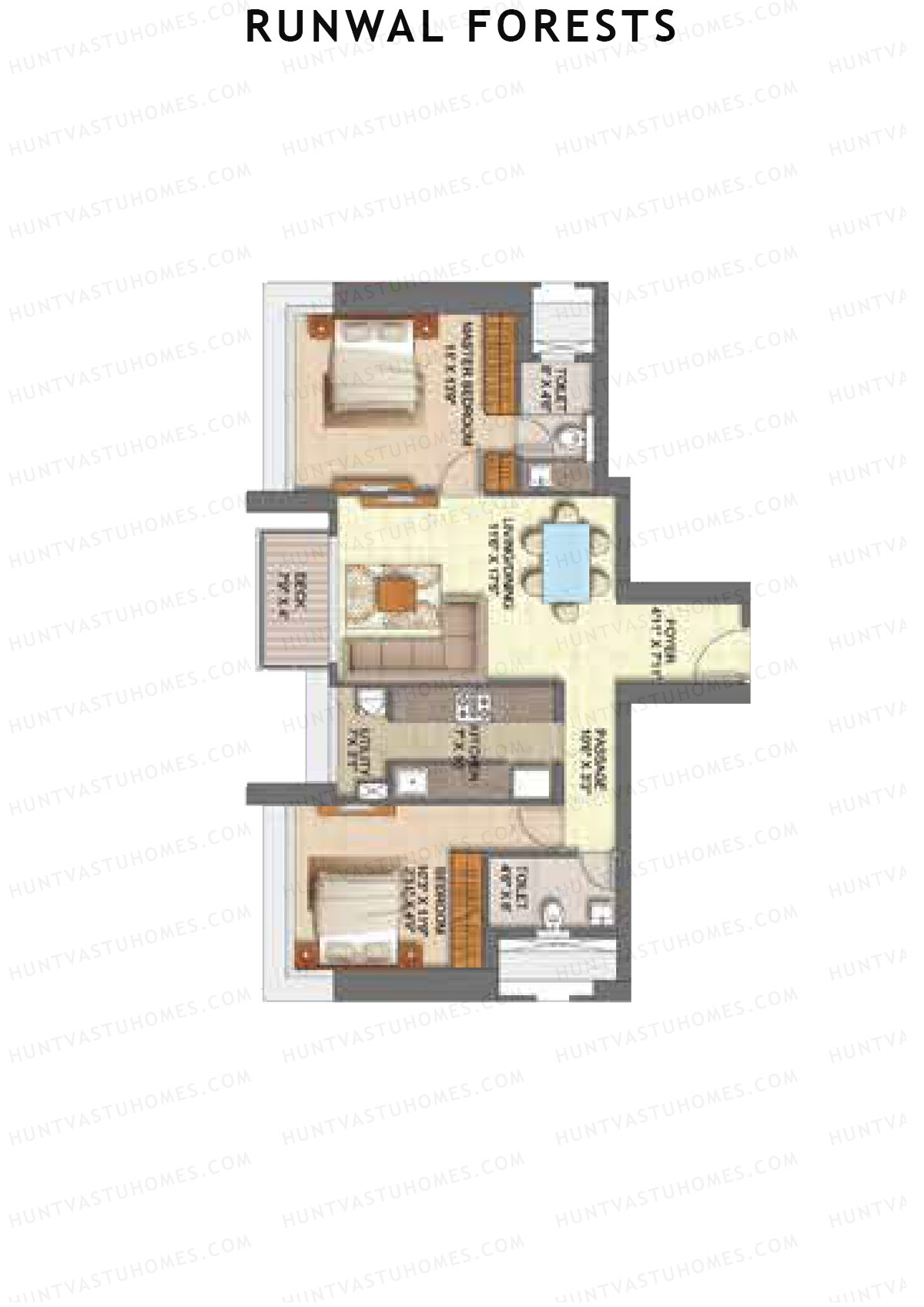 Runwal Forests Tower 10 Unit 5 (Type S) Floor Plan