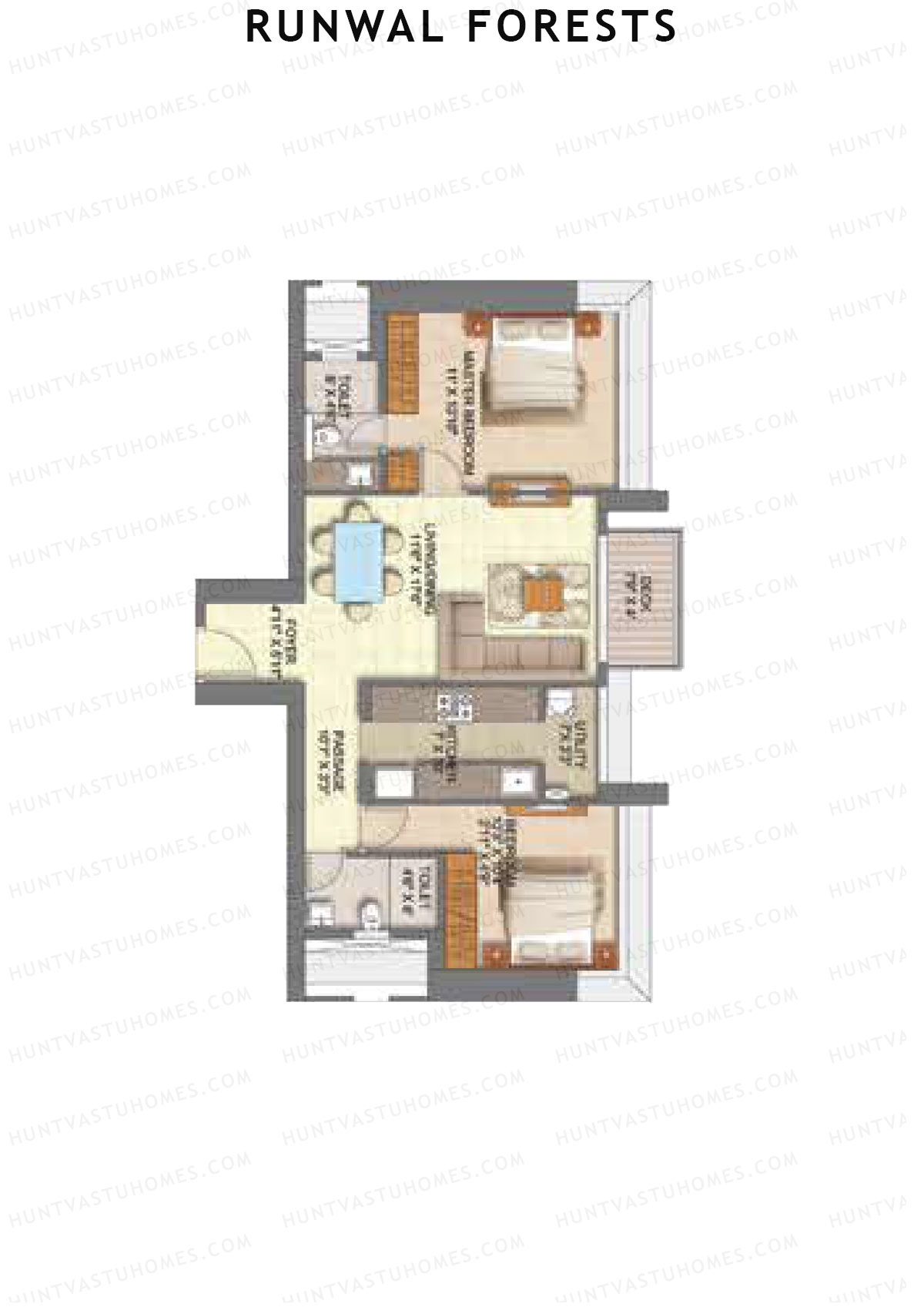 Runwal Forests Tower 10 Unit 6 (Type S) Floor Plan