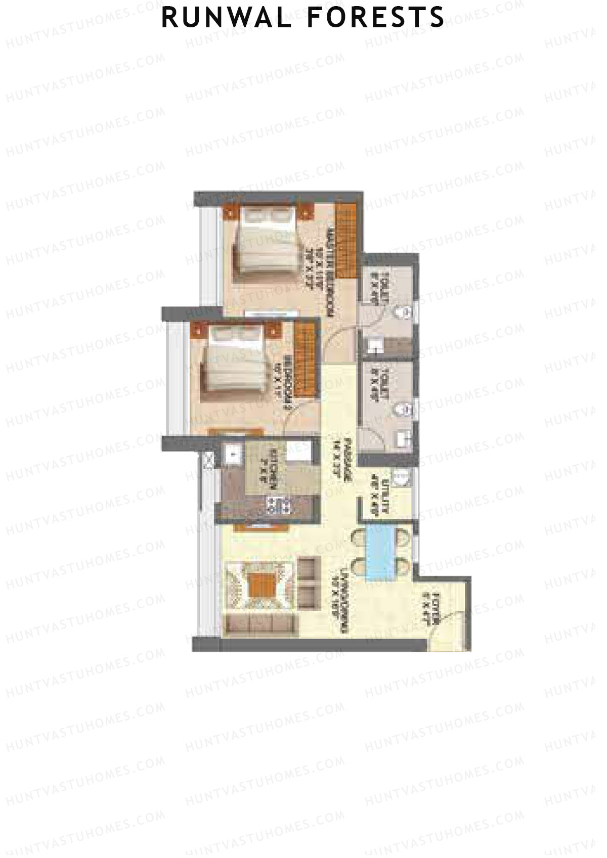 Runwal Forests Tower 11 Unit 1 (Type C) Floor Plan