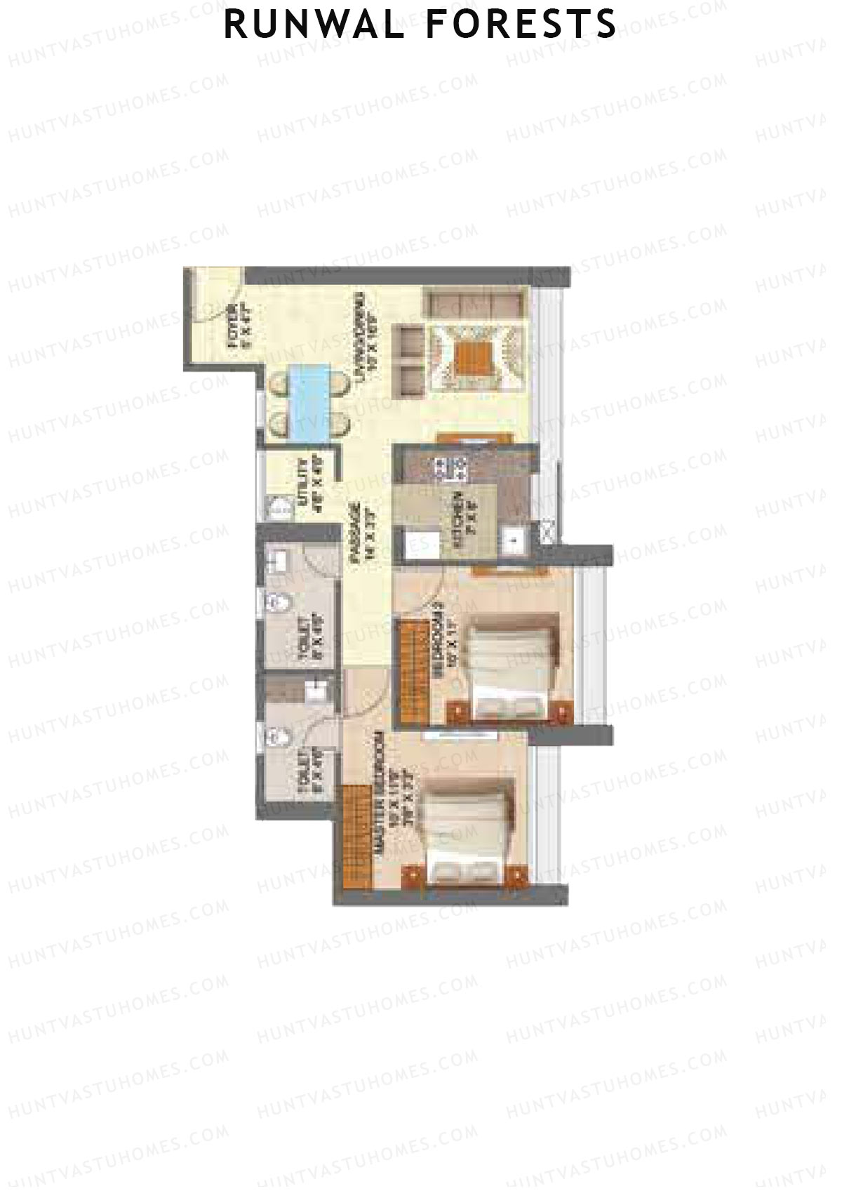 Runwal Forests Tower 11 Unit 3 (Type C) Floor Plan