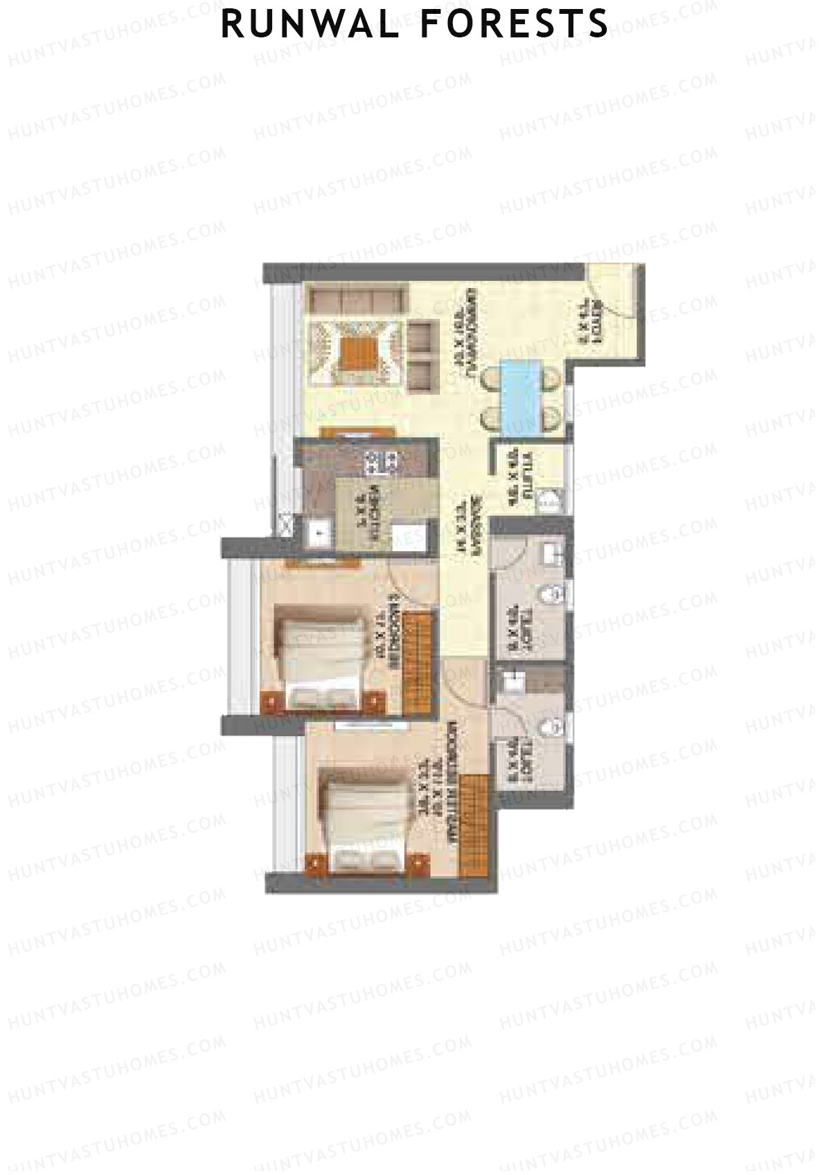 Runwal Forests Tower 11 Unit 4 (Type C) Floor Plan