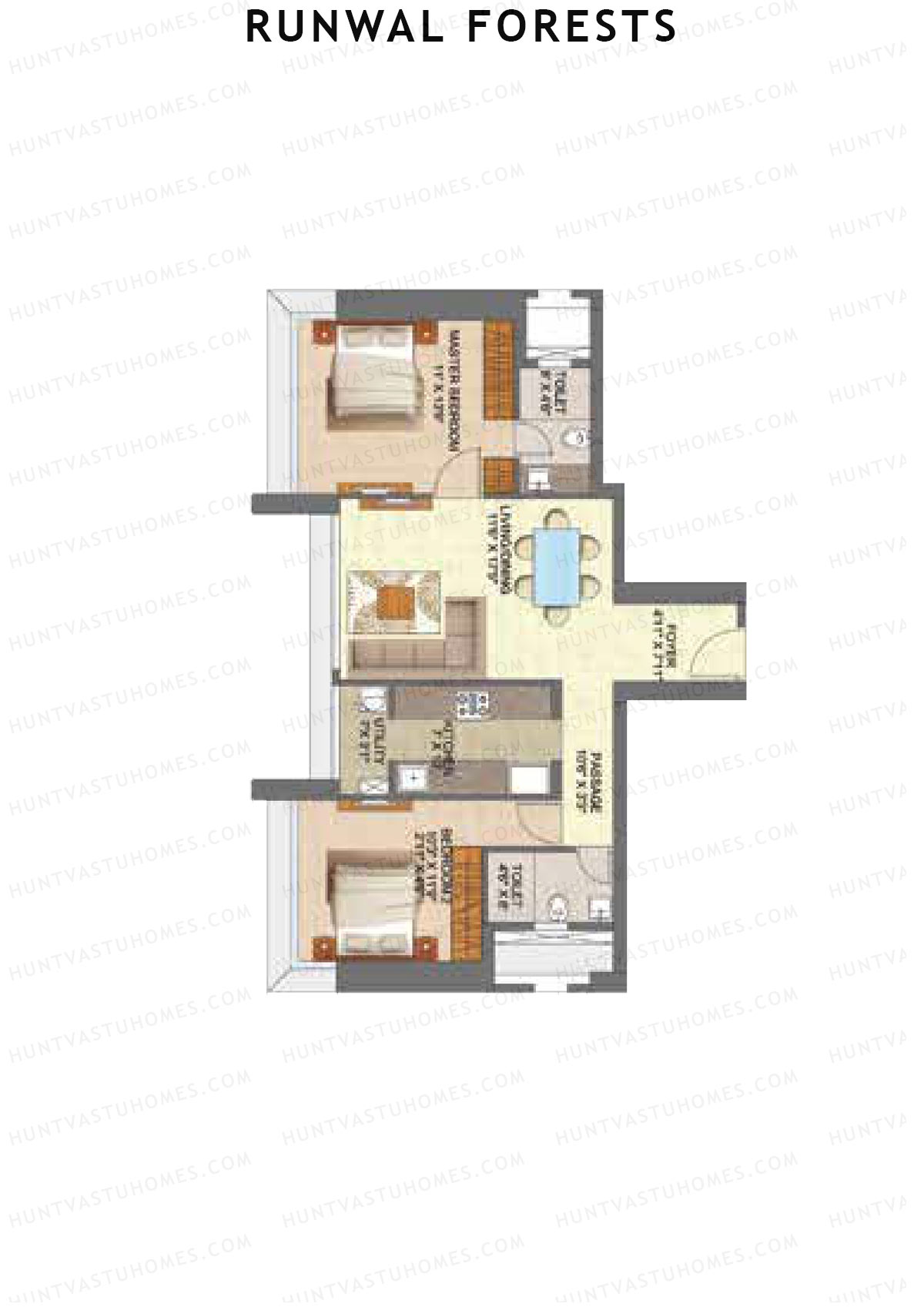Runwal Forests Tower 11 Unit 5 (Type S) Floor Plan