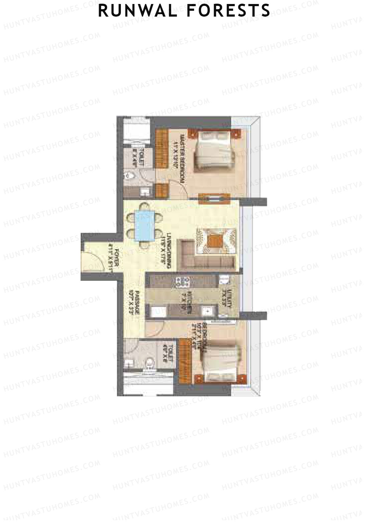 Runwal Forests Tower 11 Unit 6 (Type S) Floor Plan