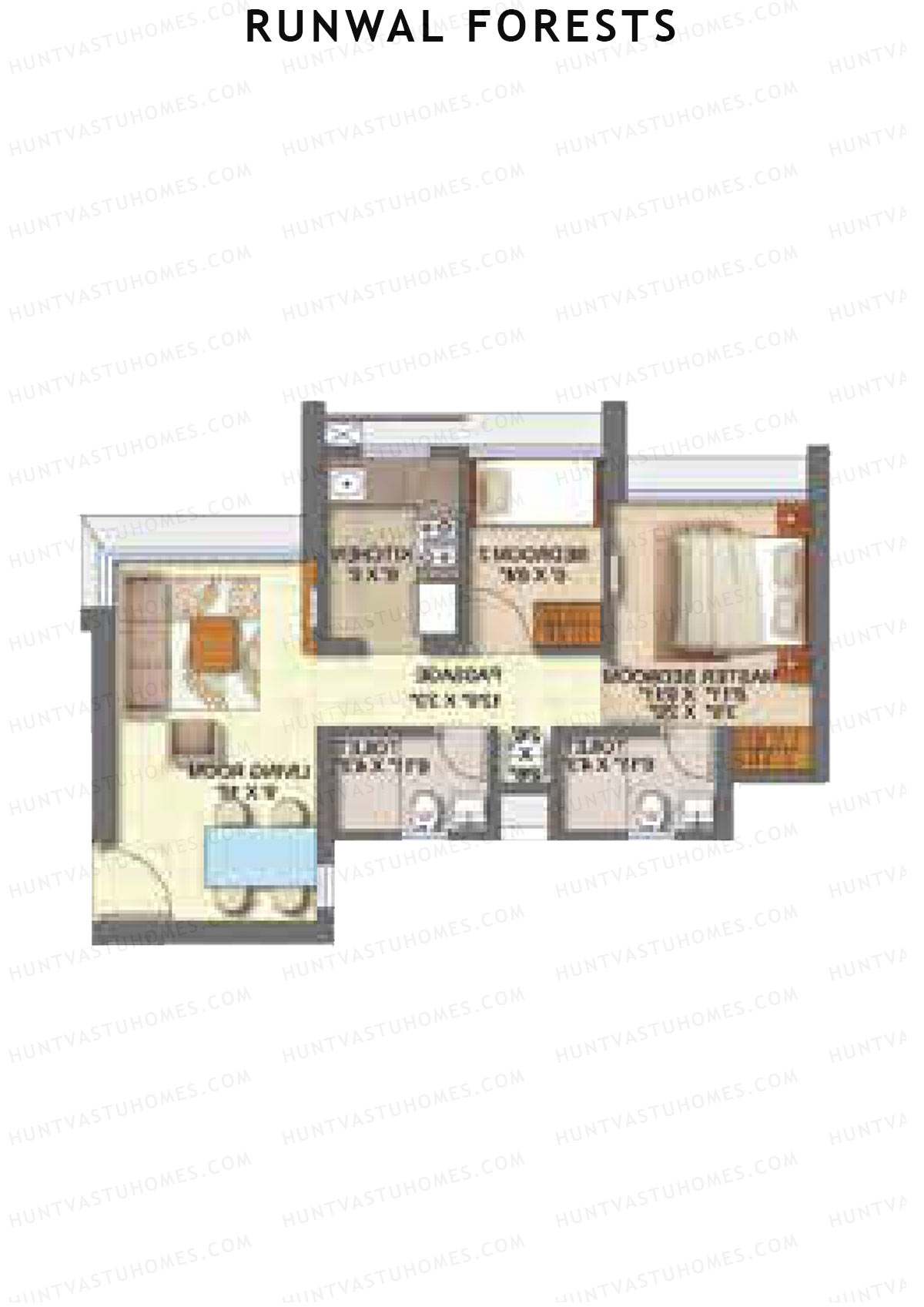Runwal Forests Tower 1 Unit 3 Floor Plan