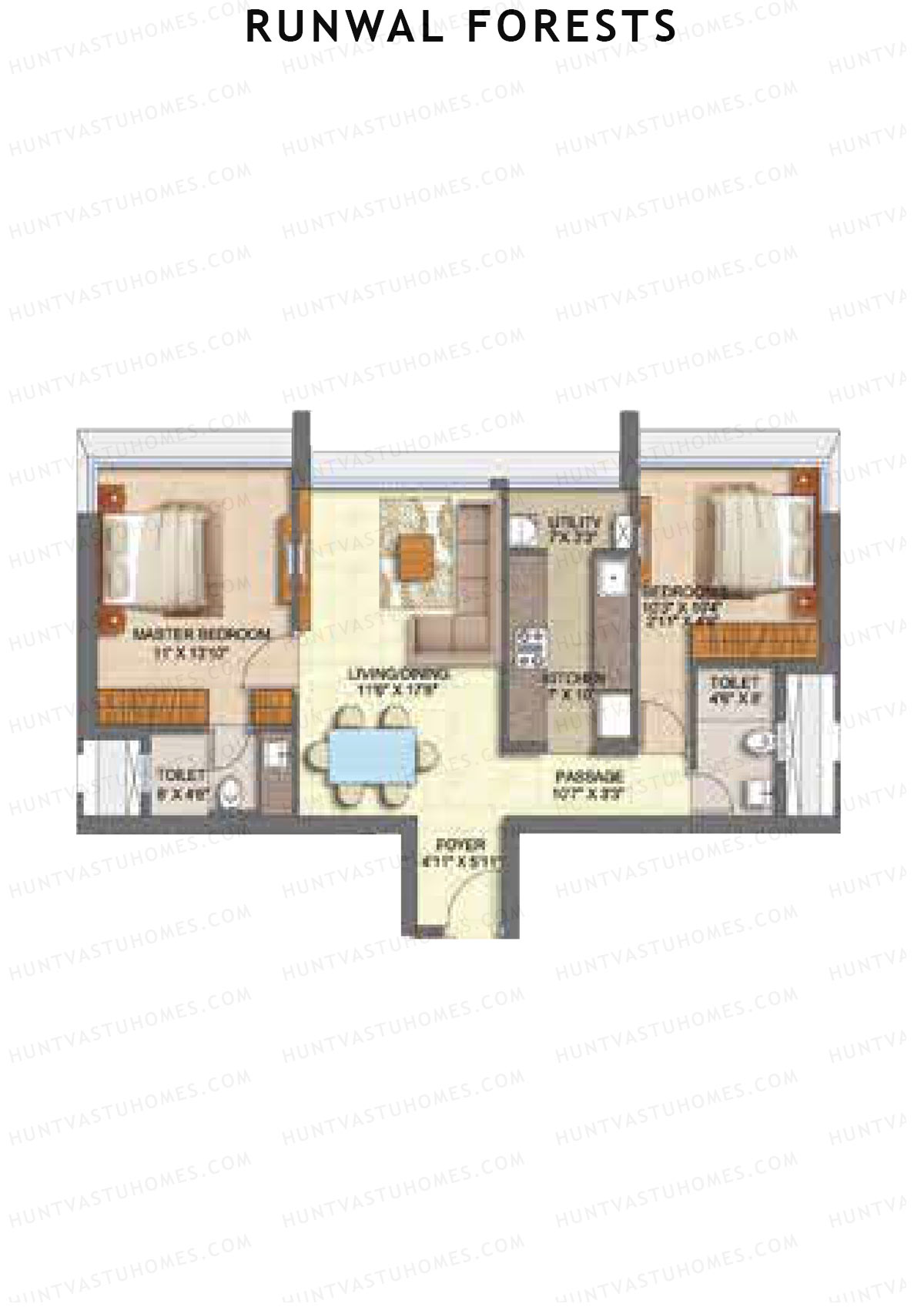 Runwal Forests Tower 4 Unit 6 (Type S) Floor Plan