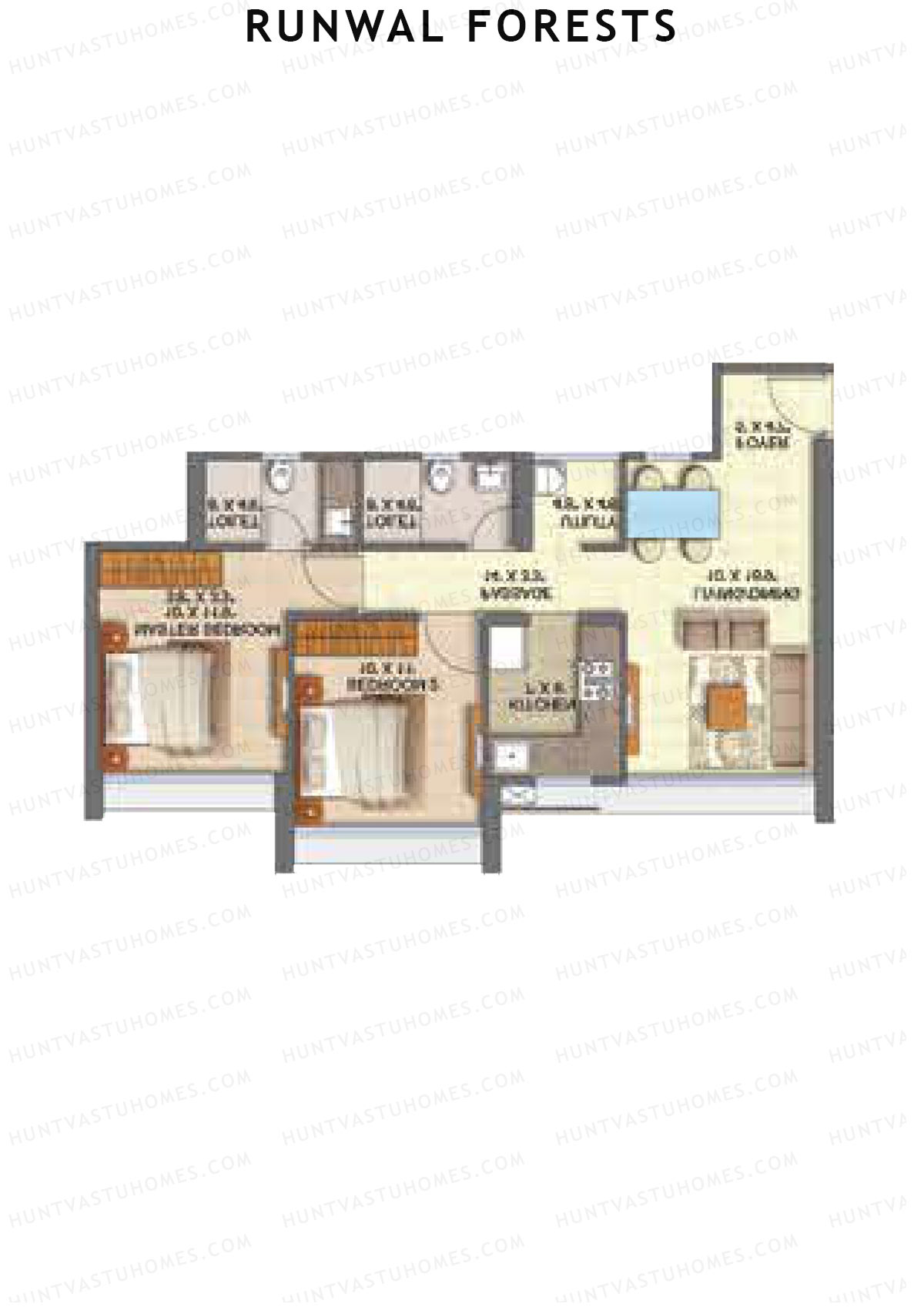 Runwal Forests Tower 5 Unit 1 (Type C) Floor Plan