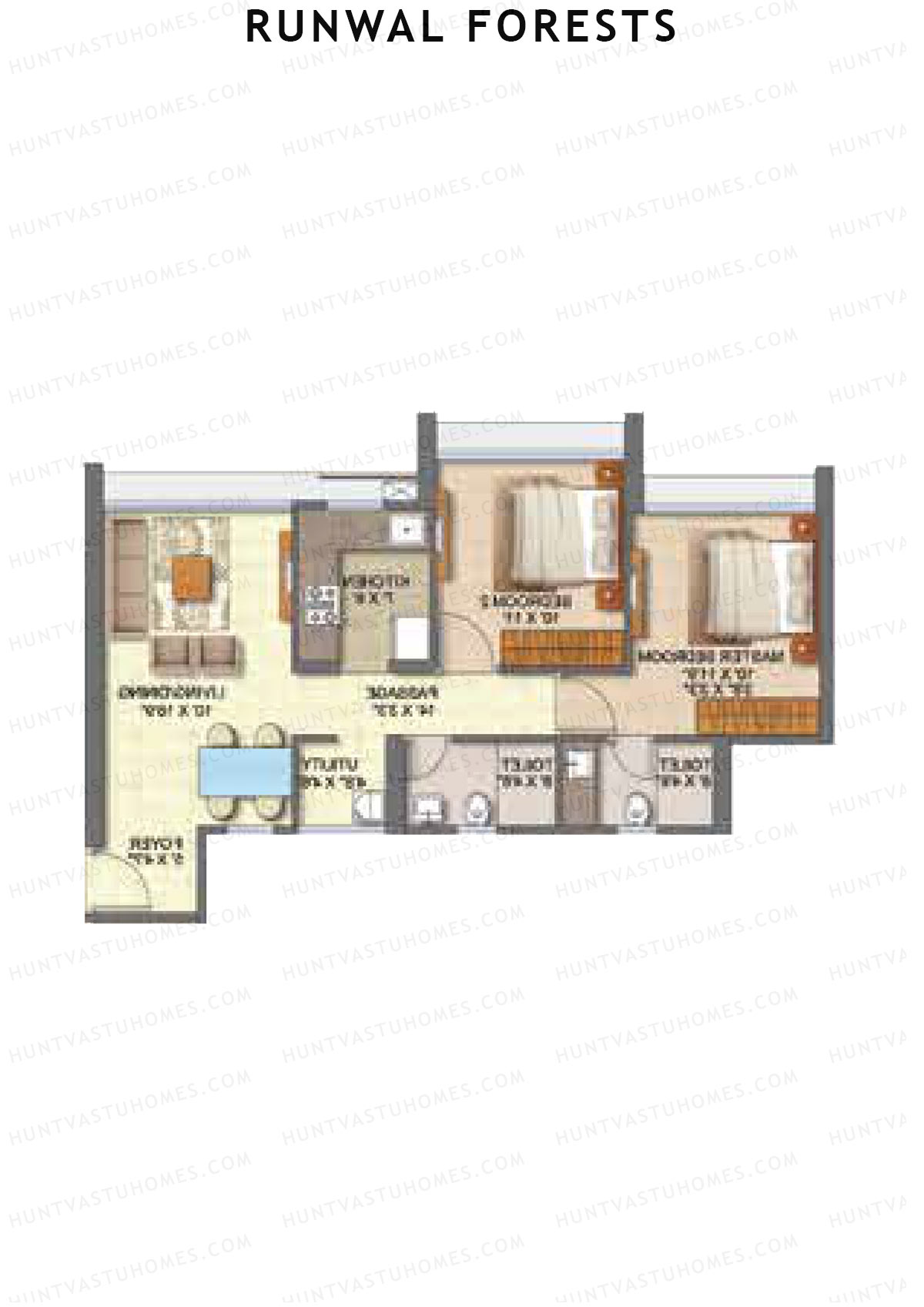 Runwal Forests Tower 5 Unit 3 (Type C) Floor Plan