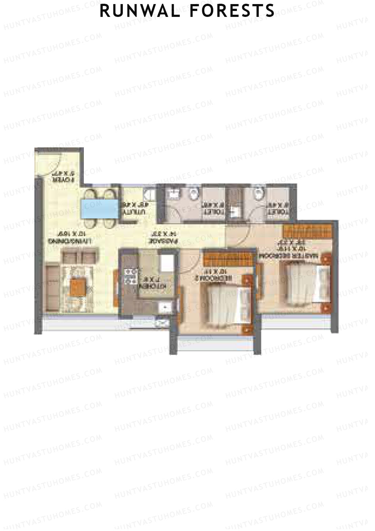 Runwal Forests Tower 5 Unit 4 (Type C) Floor Plan