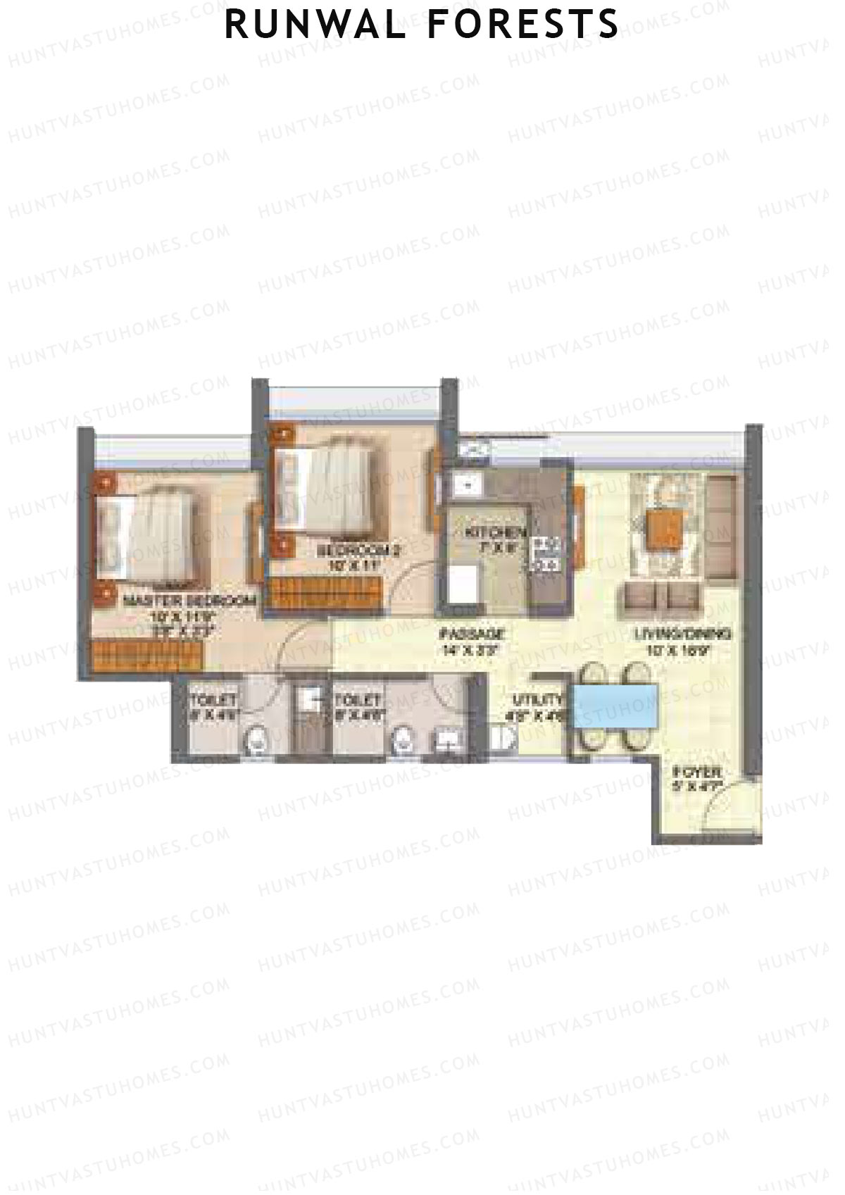 Runwal Forests Tower 6 Unit 2 (Type C) Floor Plan