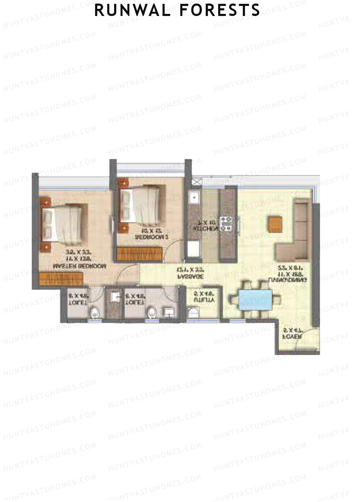 Runwal Forests Tower 7 Unit 2 (Type L) Floor Plan