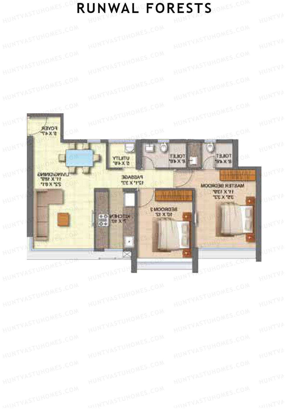Runwal Forests Tower 7 Unit 4 (Type L) Floor Plan