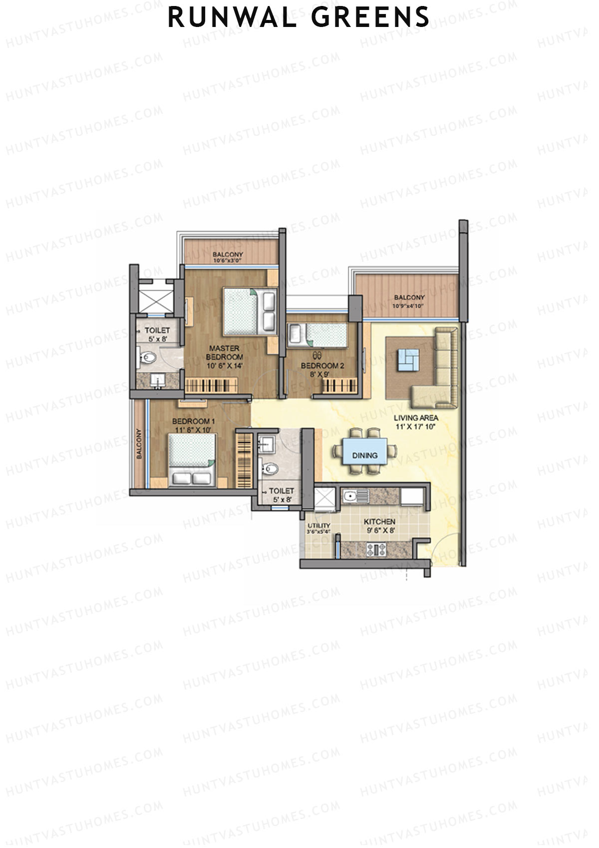 Runwal Greens Oakwood Unit 1 Floor Plan