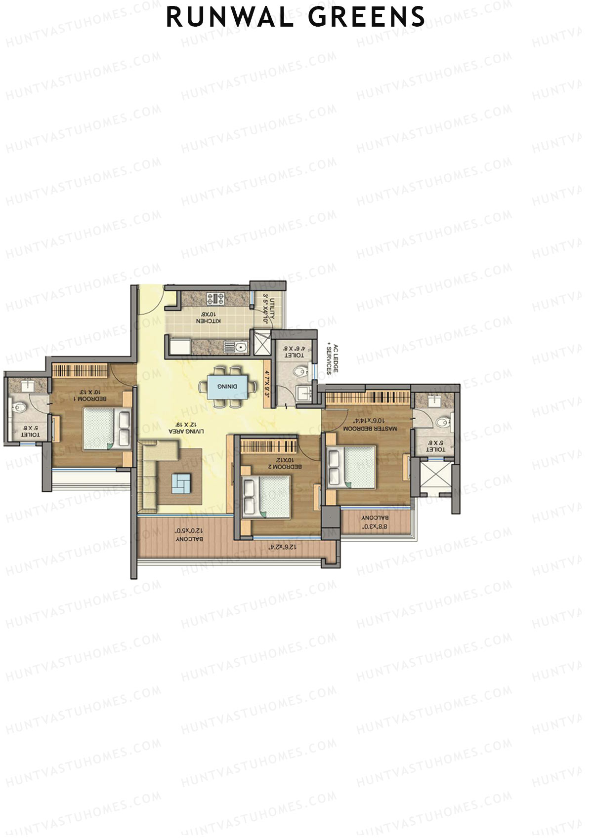 Runwal Greens Rosewood Unit 3 Floor Plan