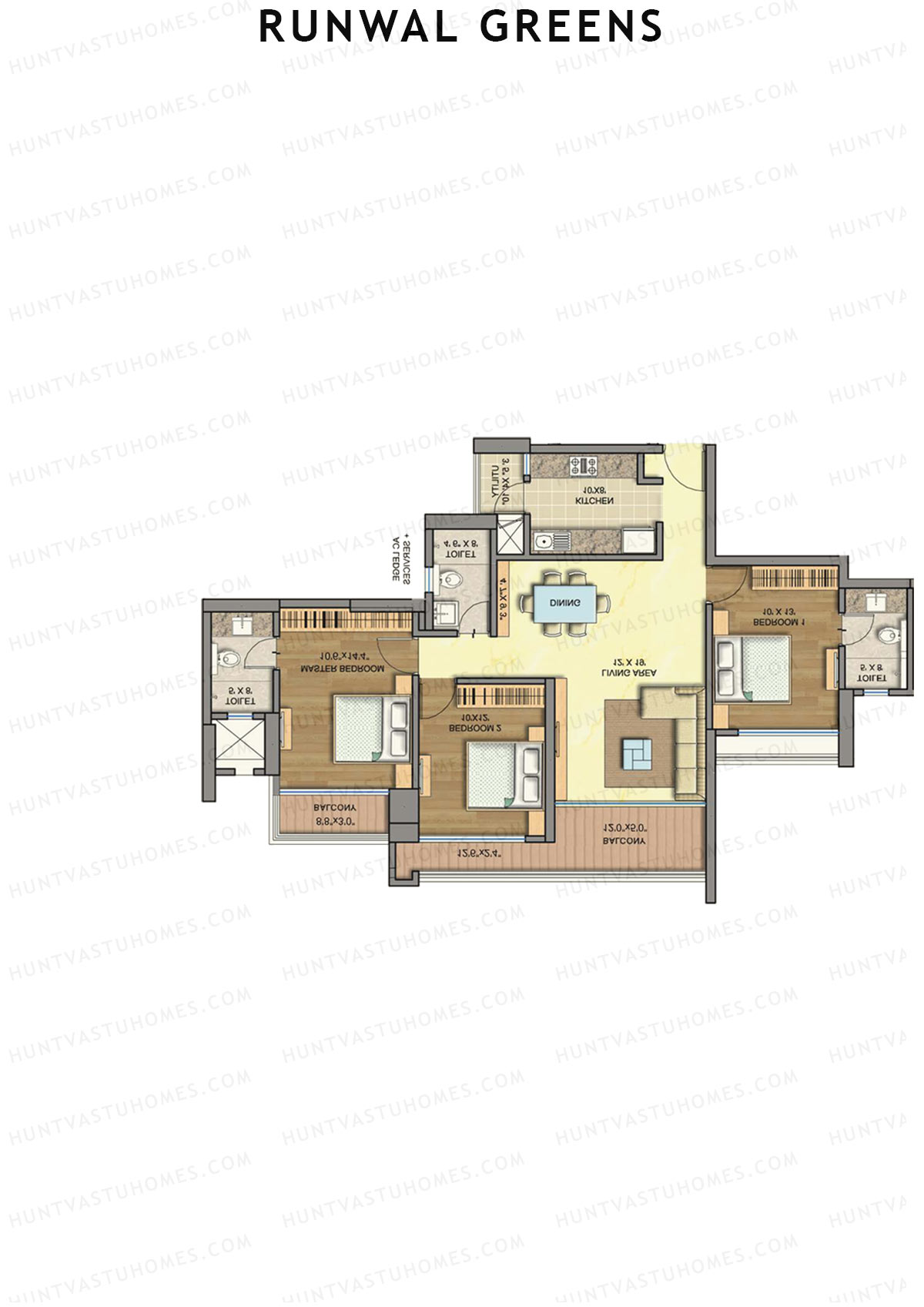 Runwal Greens Rosewood Unit 4 Floor Plan