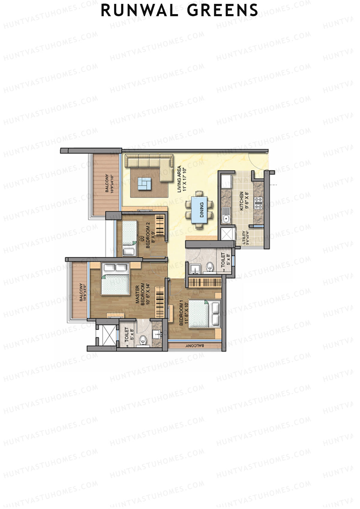 Runwal Greens Rosewood Unit 5 Floor Plan