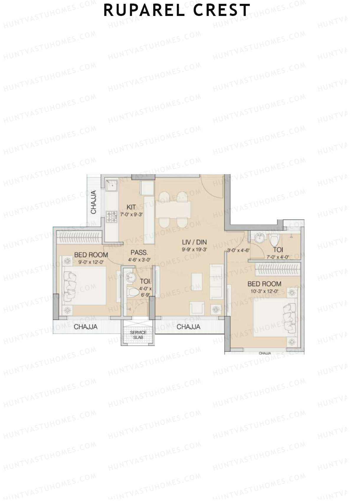 Ruparel Crest Wing B Unit 3 Floor Plan