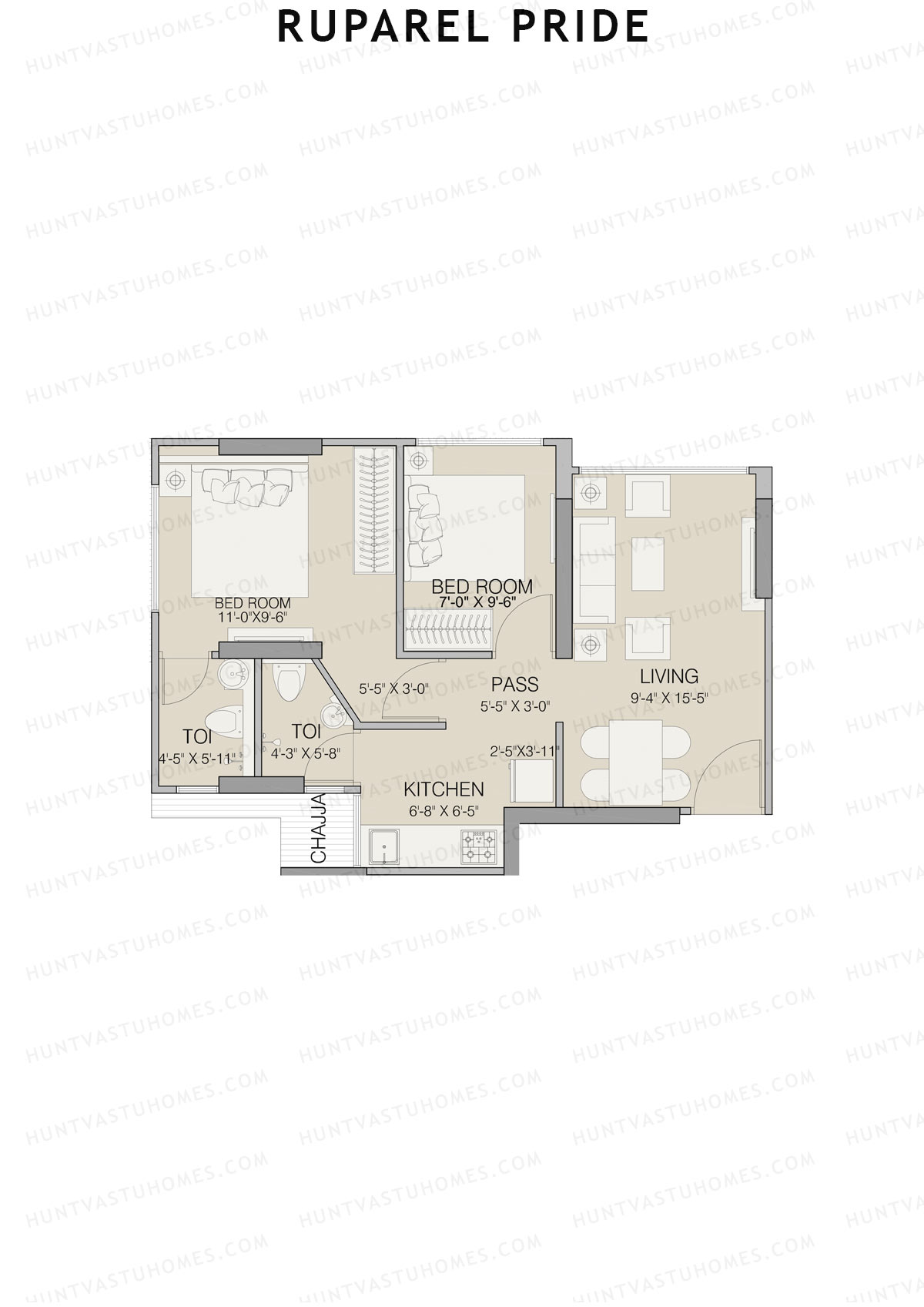 Ruparel Pride Wing A Unit 3 Floor Plan