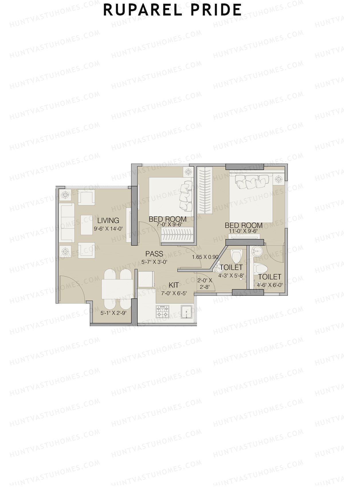 Ruparel Pride Wing B Unit 4 Floor Plan
