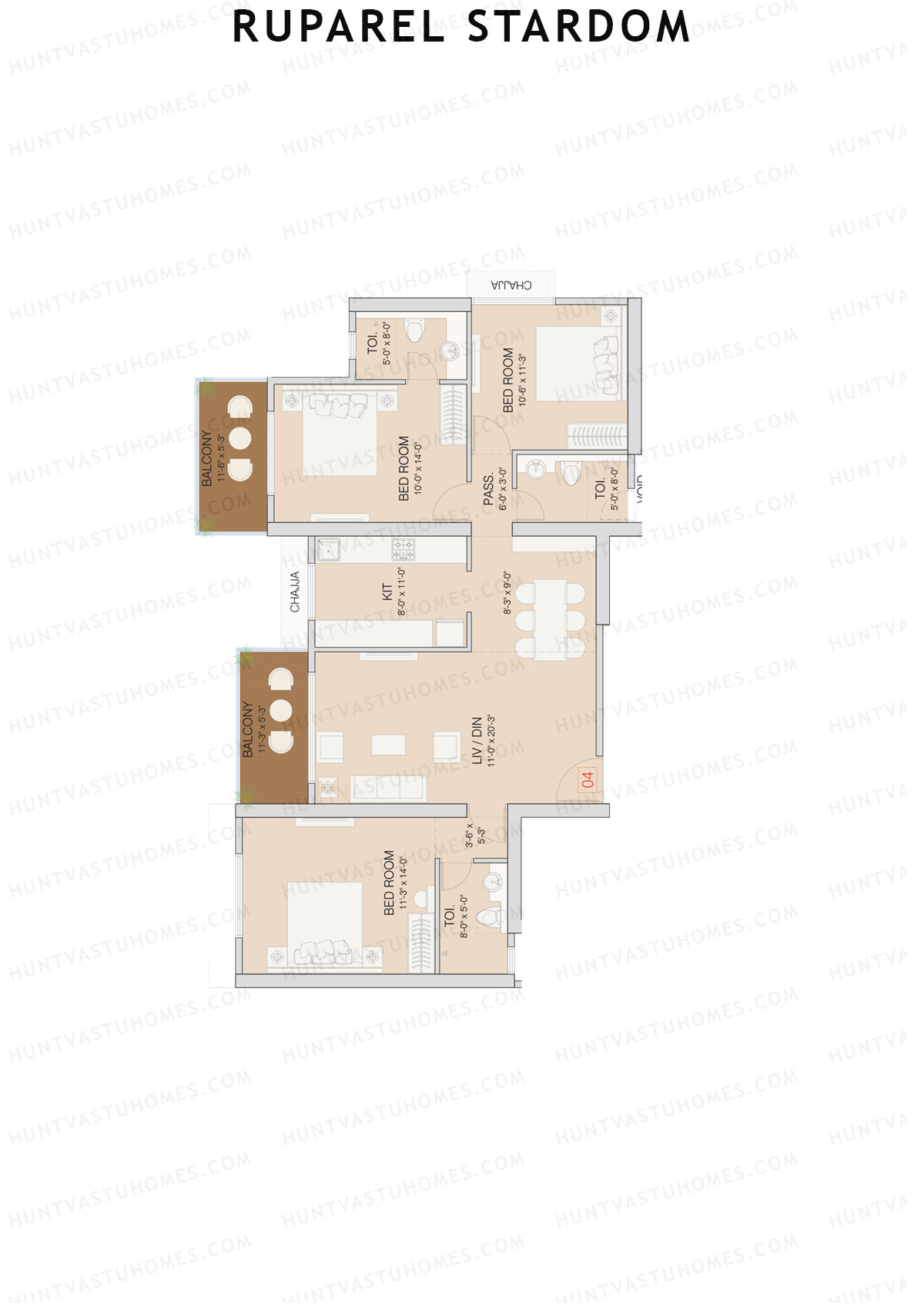 Ruparel Stardom Wing C Unit 4 Floor Plan