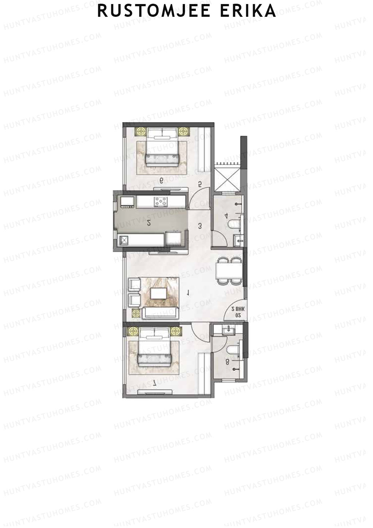 Rustomjee Erika Wing B Unit 3 Floor Plan