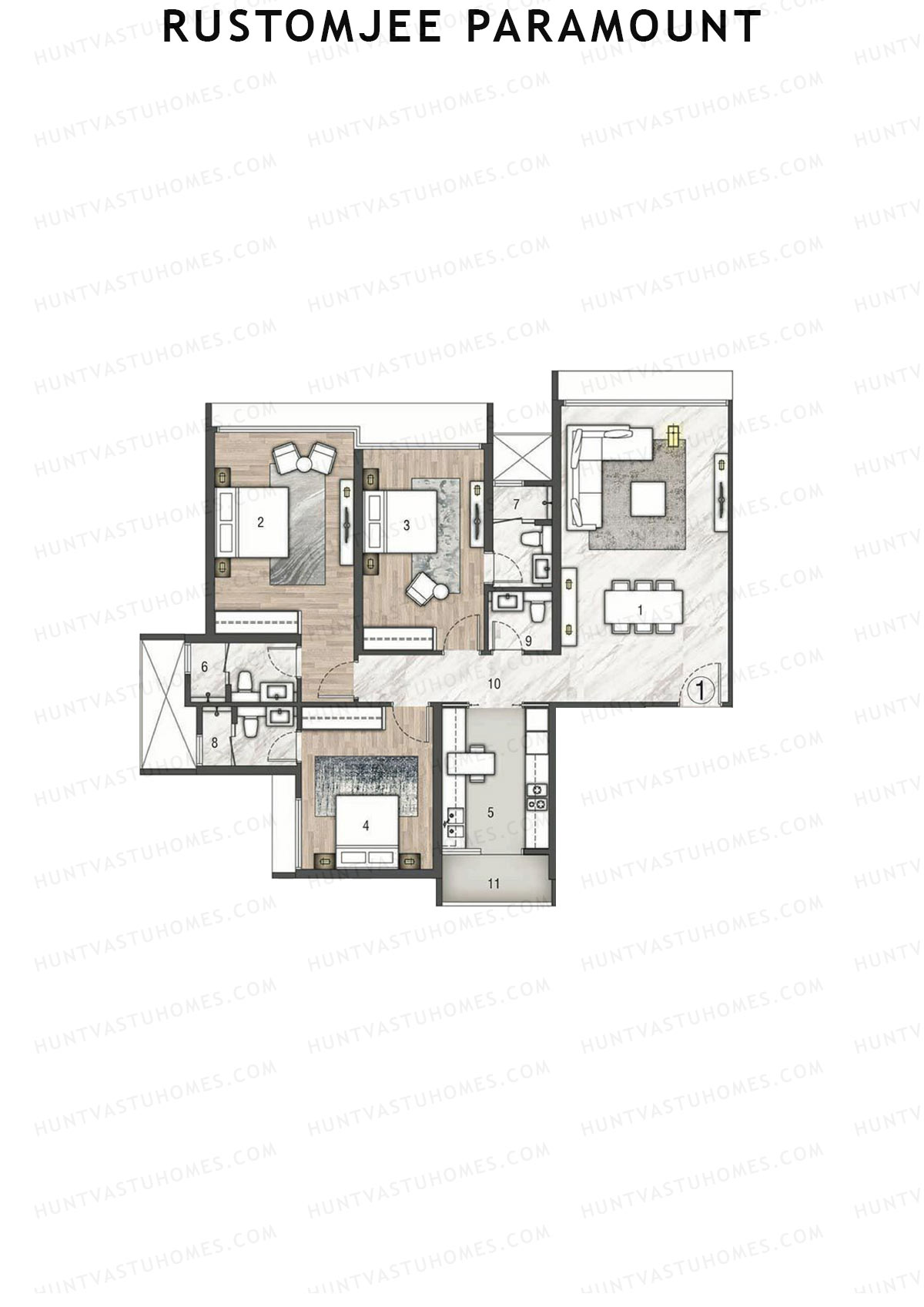 Rustomjee Paramount Wing A Unit 1 Floor Plan