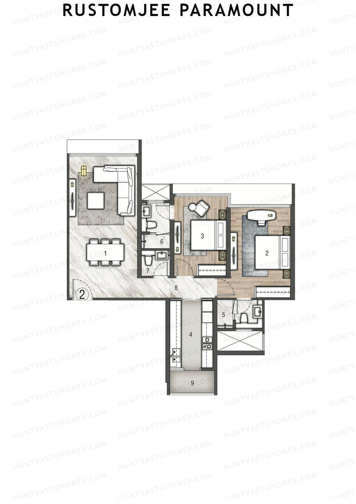 Rustomjee Paramount Wing A Unit 2 Floor Plan
