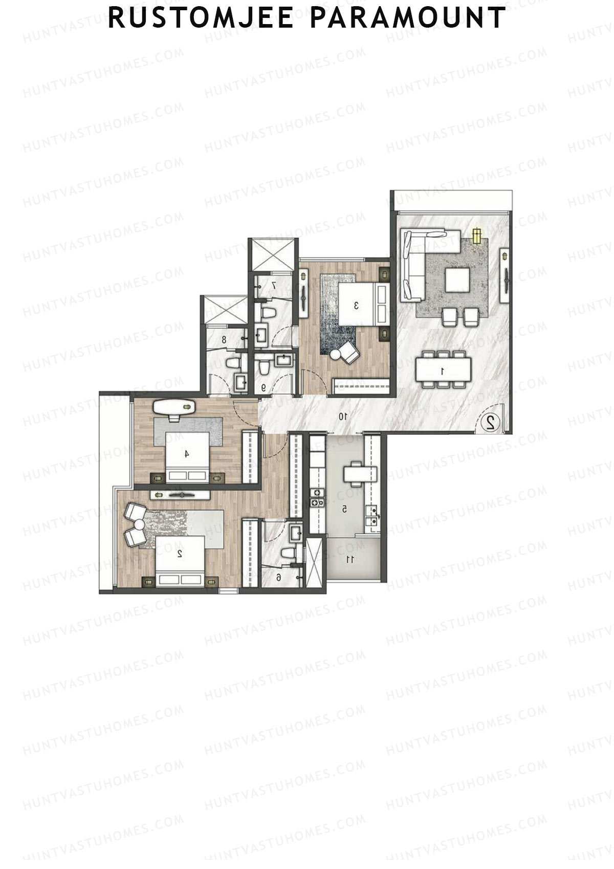 Rustomjee Paramount Wing B Unit 1 Floor Plan