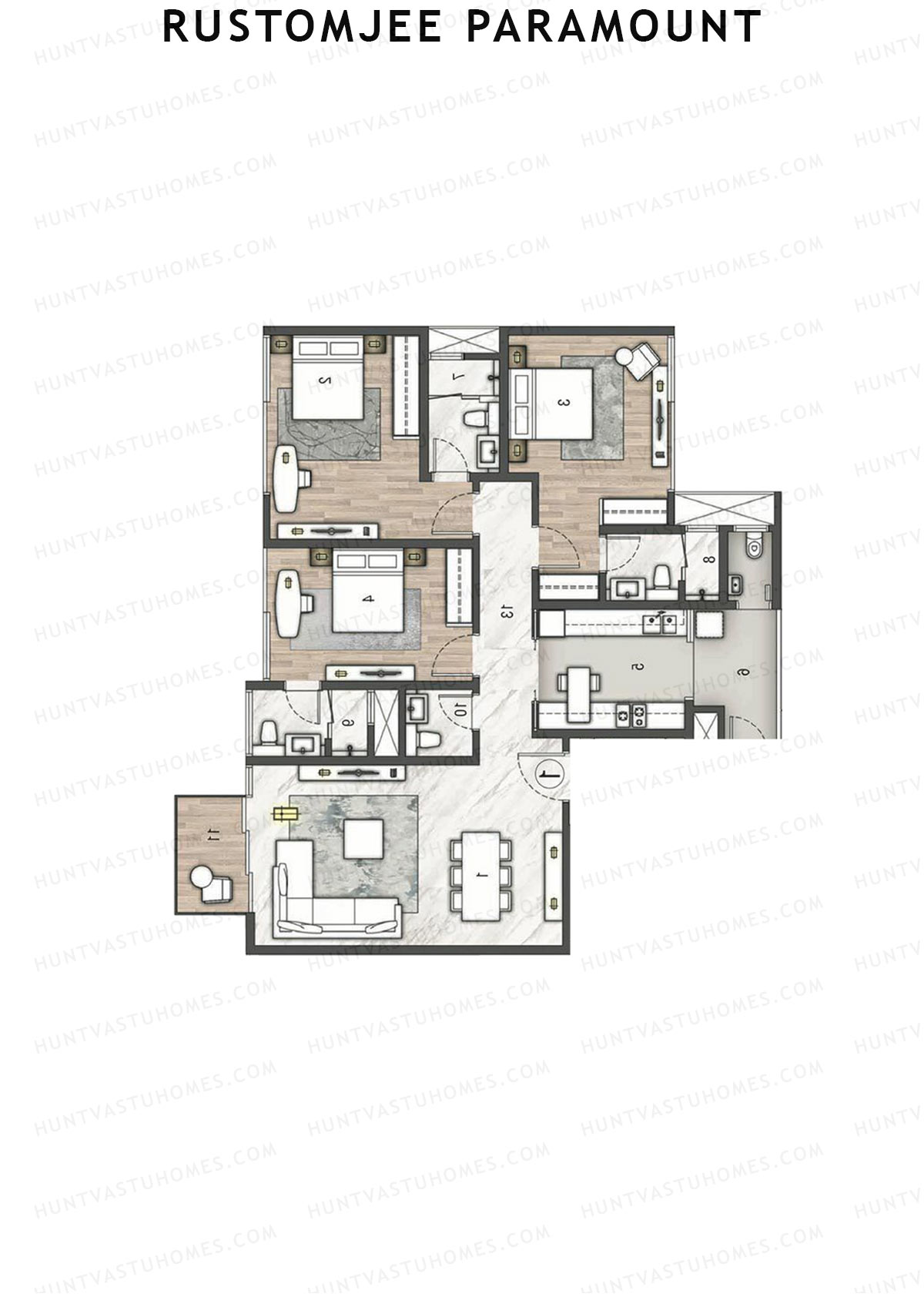 Rustomjee Paramount Wing C Unit 1 Floor Plan